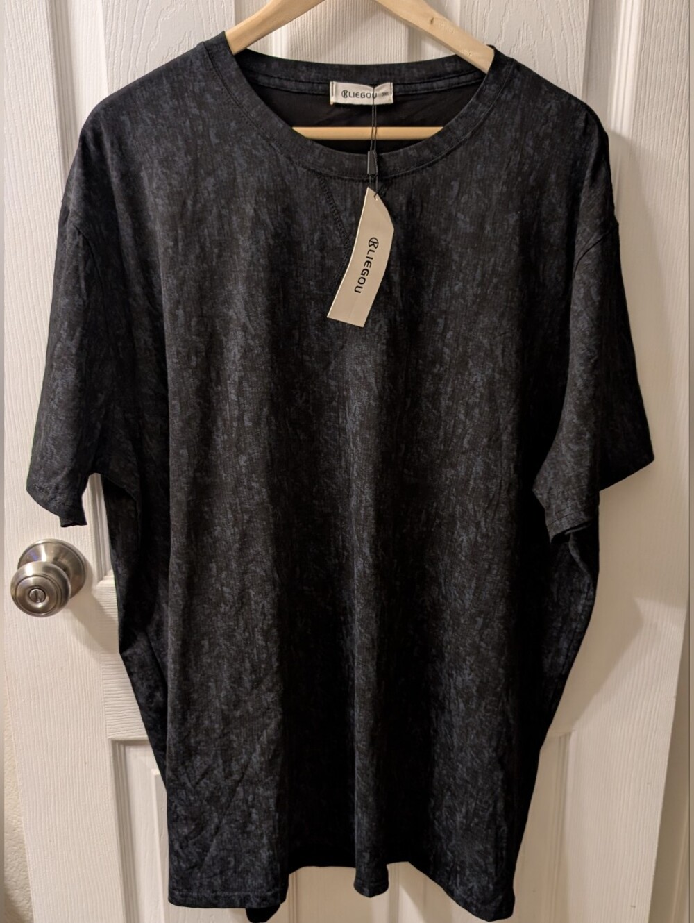 NWT Black And Gray Dark Tie Dye Workout T-Shirt Size 3XL 95% Cotton
